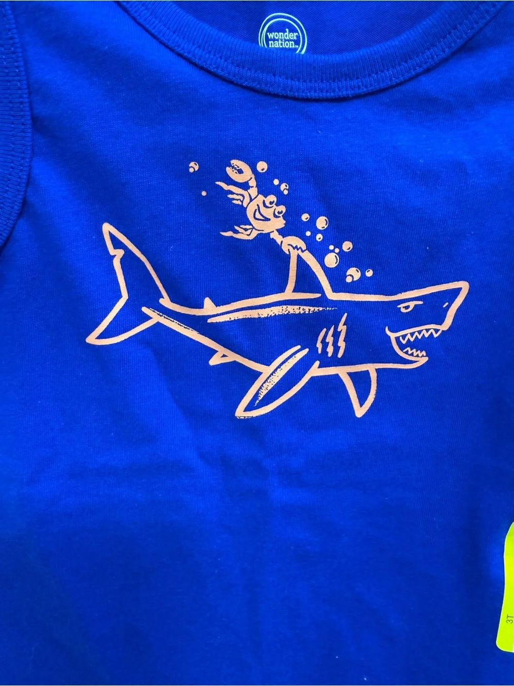 NWT wonder nation Royal Blue Tank Top with Orange Shark Graphic
